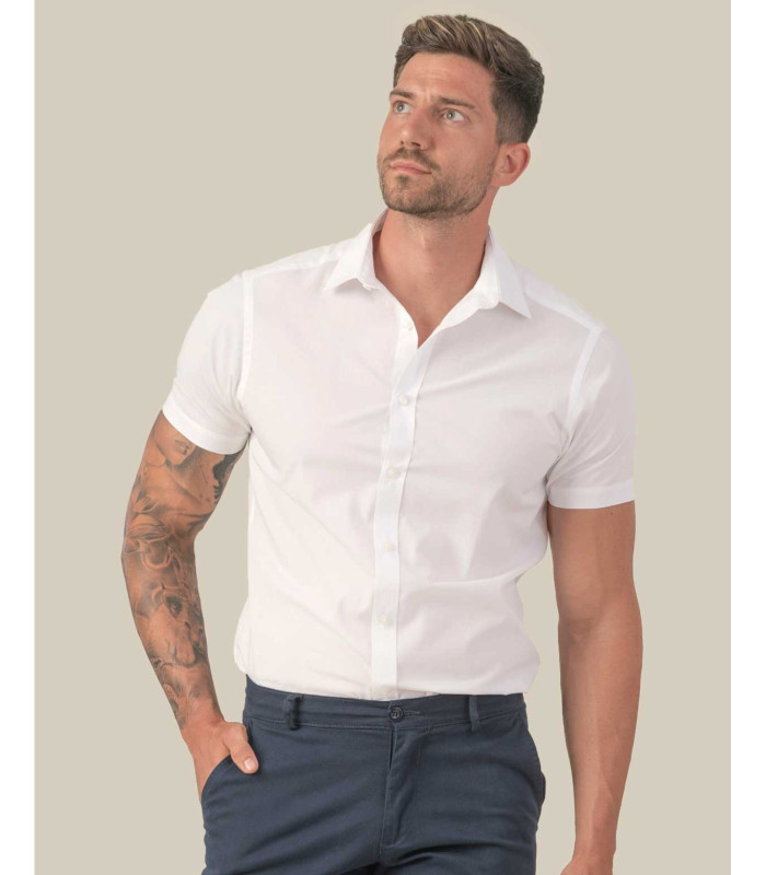 Camisa Hombre Popelín Manga Corta Pekin
